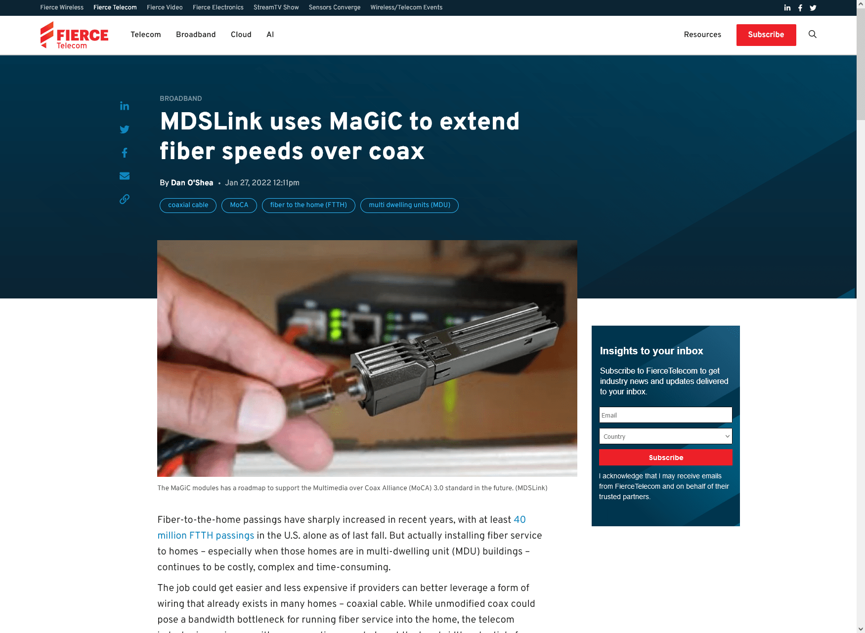 MDSLink uses MaGiC to extend fiber speeds over coax